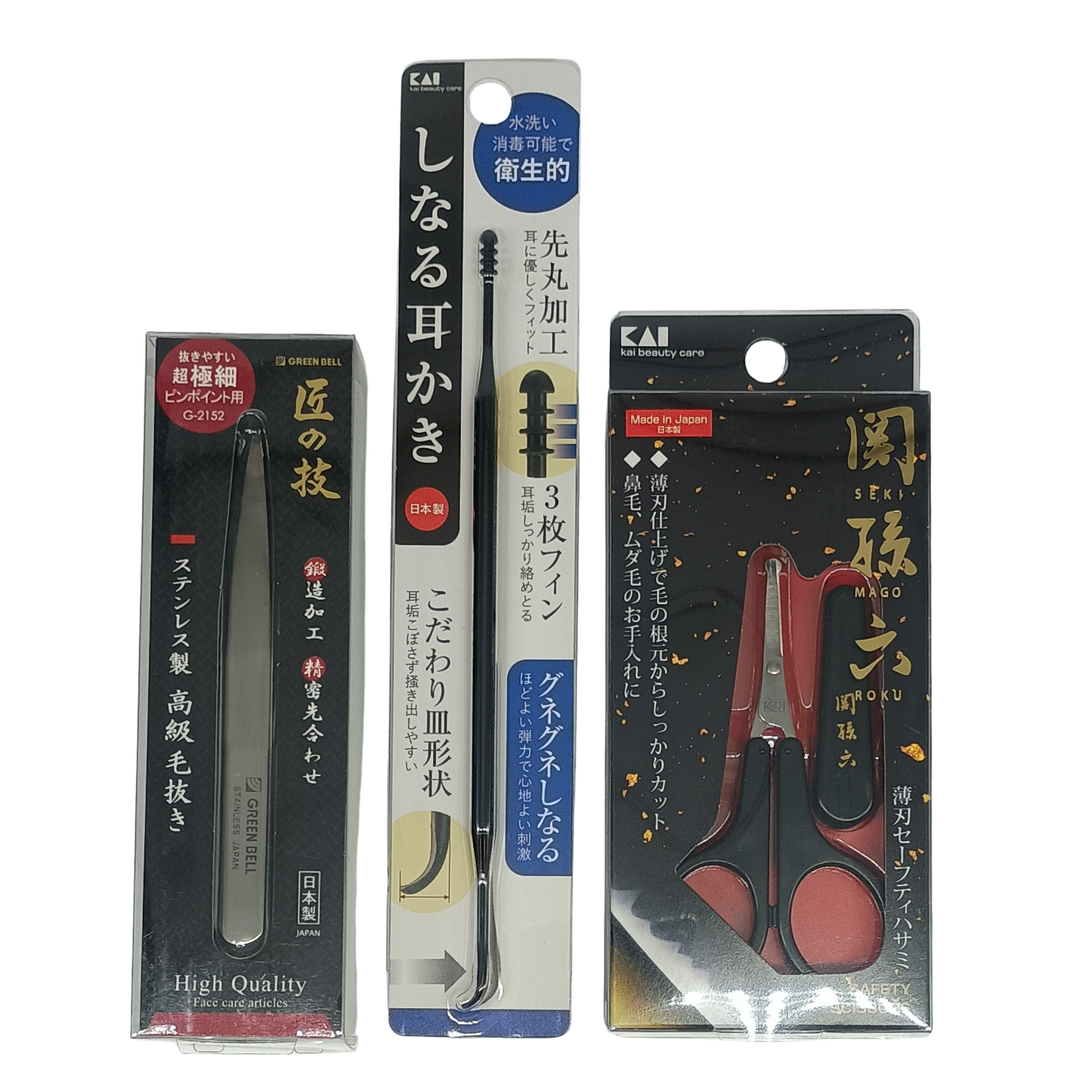 Kit de Grooming Japonés – Limpiador de Oídos, Tijeras para Nariz y Pinzas – Hecho en Japón