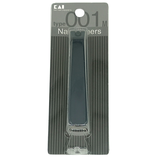 KAI Type 001M Nail Clipper (Black) with Nail Clipping Catcher & Etched Nail File – Made in Japan